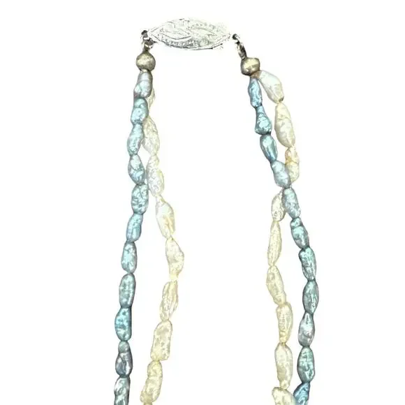 Vintage Beaded Necklaces White Blue Purple Green Blue Bangle Bracelet 4 Pieces - Picture 14 of 16